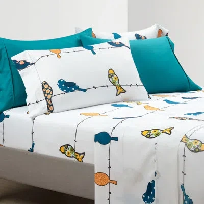 Lush Decor Rowley Birds Soft Sheet Set In Blue;white