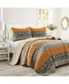 Lush Decor Royal Empire Reversible Quilt Set In Yellow,gray