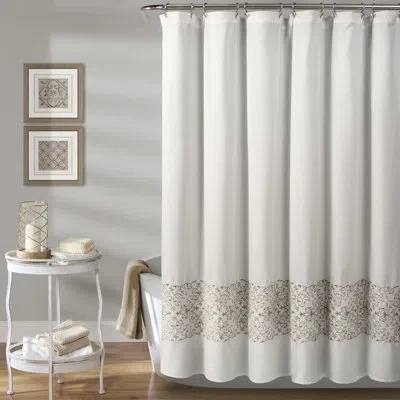 Lush Decor Scroll Medallion Single Shower Curtain In Neutral