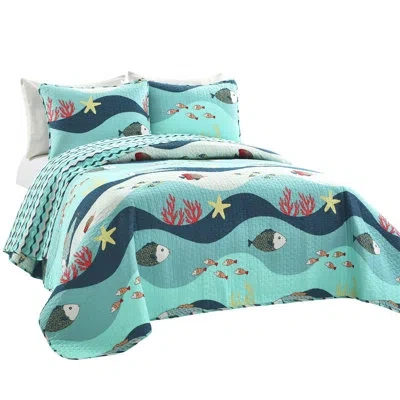 Lush Decor Sealife Reversible Quilt Set In Blue
