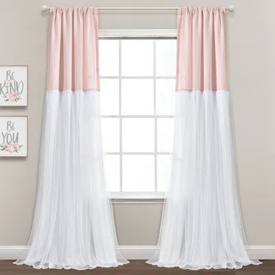 Lush Decor Semi Sheer Curtain Pair In Blush,white