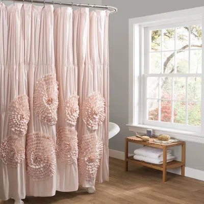 Lush Decor Serena Solid Color Single Shower Curtain In Blush