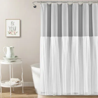 Lush Decor Single Shower Curtain In Gray,white