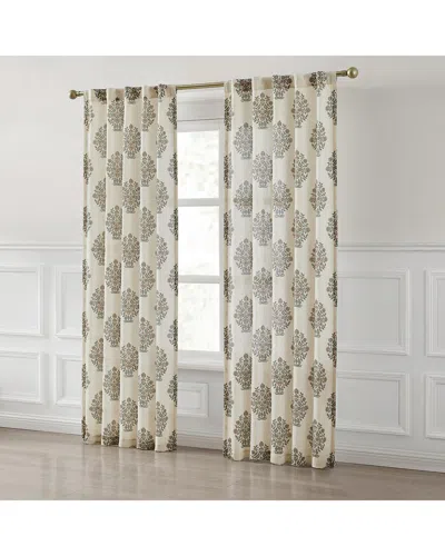 Lush Decor Lush Décor Sofia Flower Block Bouquet Linen Textured Window Curtain Panels In Neutral