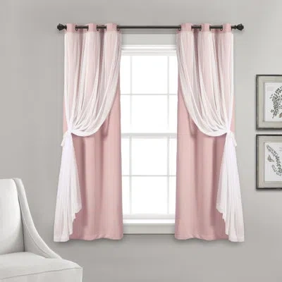 Lush Decor Solid Color Blackout Grommet Curtain Panels In Pink
