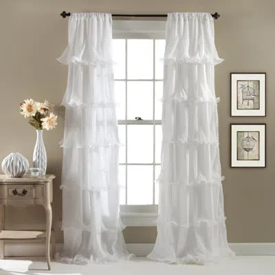 Lush Decor Solid Color Semi-sheer Rod Pocket Single Curtain Panel In White