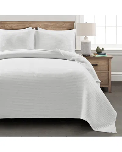 Lush Decor Lush Décor Solid Kantha Pick Stitch Yarn Dyed Cotton Woven Quilt/coverlet In White