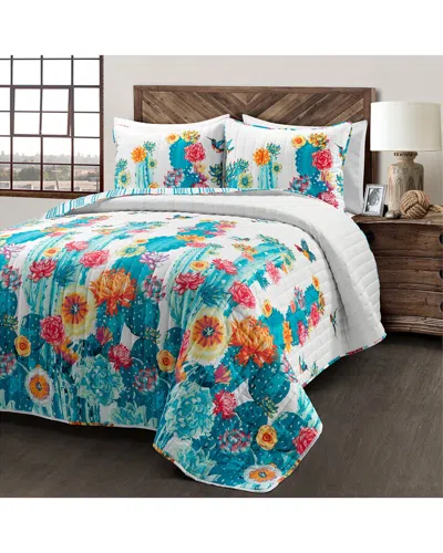 Lush Decor Southwest Vibrant Cactus Reversible Oversized Quilt In Blue