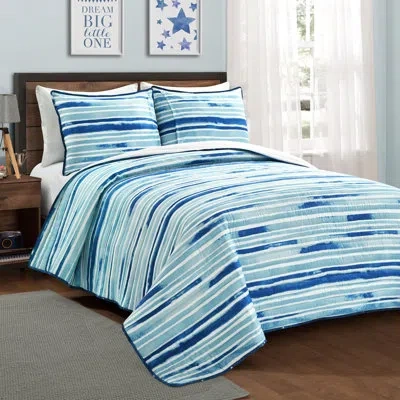 Lush Decor Space Star Reversible Quilt Set In Navy;white