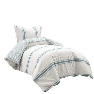 Lush Decor Standard Cotton 460 Tc Reversible 3 Piece Duvet Cover Set In Blue