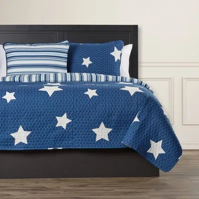 Lush Decor Star Cotton Reversible Traditional Quilt Set In Red