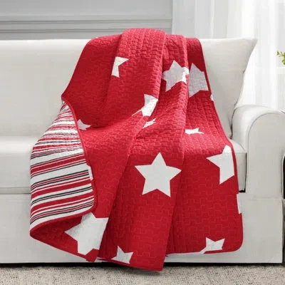 Lush Decor Star Star Cotton Throw In Red