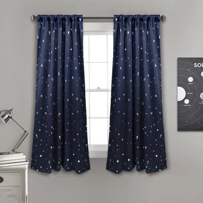 Lush Decor Star Star Room Darkening Thermal Curtain Panels In Navy