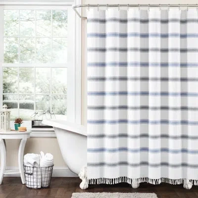 Lush Decor Striped Single Shower Curtain In Blue