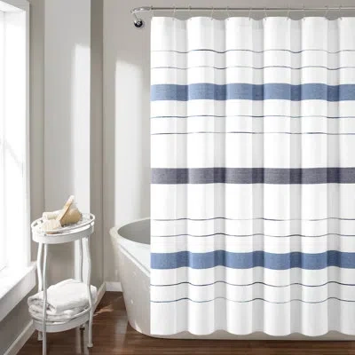 Lush Decor Striped Single Shower Curtain In Navy,white