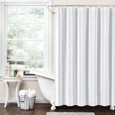 Lush Decor Striped Single Shower Curtain In Navy,white