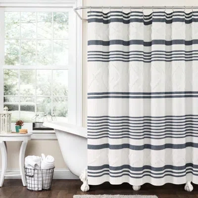 Lush Decor Striped Single Shower Curtain In Navy,white