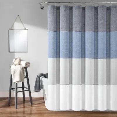 Lush Decor Striped Single Shower Curtain In Navy,white,blue,gray