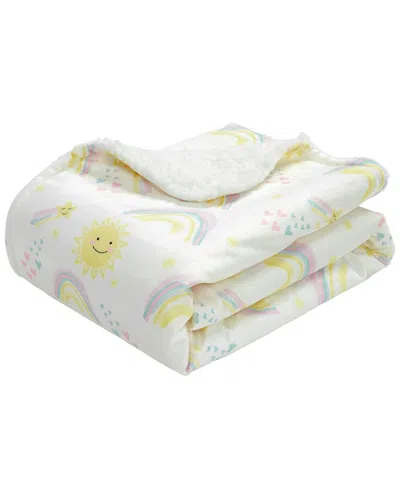 Lush Decor Sunshine Rainbow Soft Sherpa Blanket In Yellow