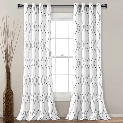 Lush Decor Swirl Room Darkening Thermal Grommet Curtain Panels In White,black