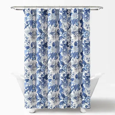 Lush Decor Sydney Floral Single Shower Curtain In Navy