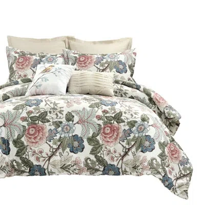 Lush Decor Sydney Microfiber Reversible Comforter Set 7pc In Green,blue Floral