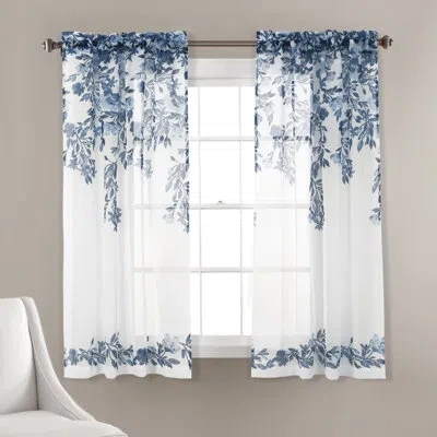 Lush Decor Tanisha Floral Sheer Rod Pocket Curtain Panels