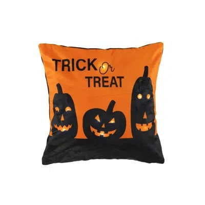 Lush Decor Trick Or Treat Pumpkin Halloween Square Throw
