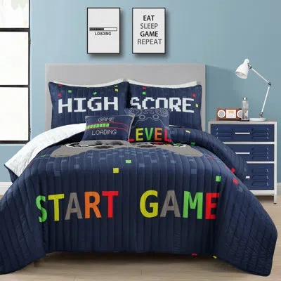 Lush Decor Video Games Reversible Quilt Set In Navy