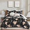 Lush Decor Vintage Paris Rose Butterfly Script Reversible Comforter Set In Black