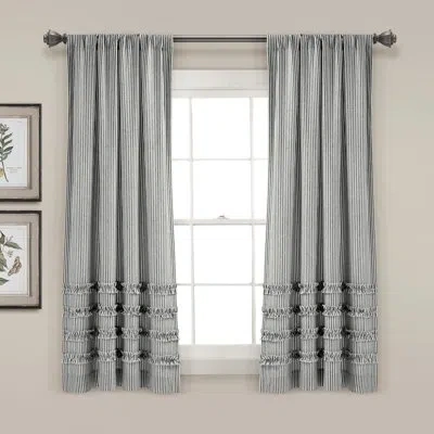 Lush Decor Vintage Stripe 100% Cotton Striped Curtain Panels In Black