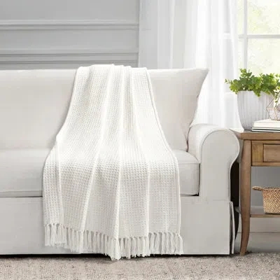 Lush Decor Waffle Cotton Knit Cotton Throw In White