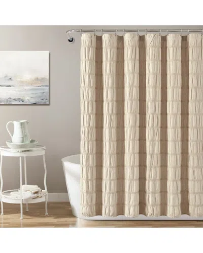 Lush Decor Lush Décor Waffle Stripe Woven Cotton Blend Shower Curtain In White