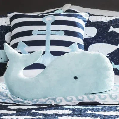 Lush Decor Whale Microfiber Reversible Modern & Contemporary Quilt Set In Navy