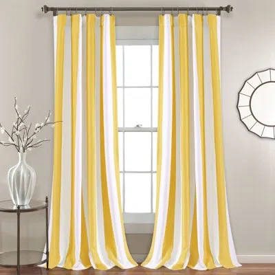 Lush Decor Wilbur Striped Room Darkening Thermal Rod Pocket Curtain Panels In Yellow