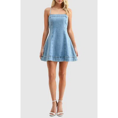 Lush Denim Minidress In Blue