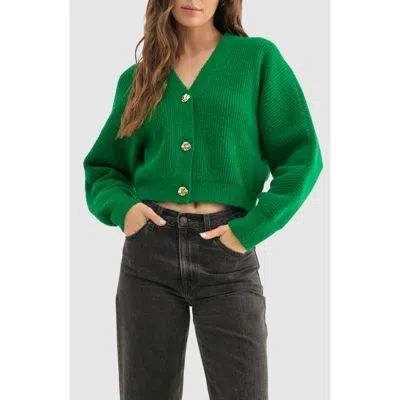 Lush Dolman Sleeve Crop Cardigan In Green