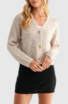 Lush Embellished Cardigan Sweater In Brown