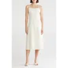 Lush Embroidered A-line Midi Dress In White