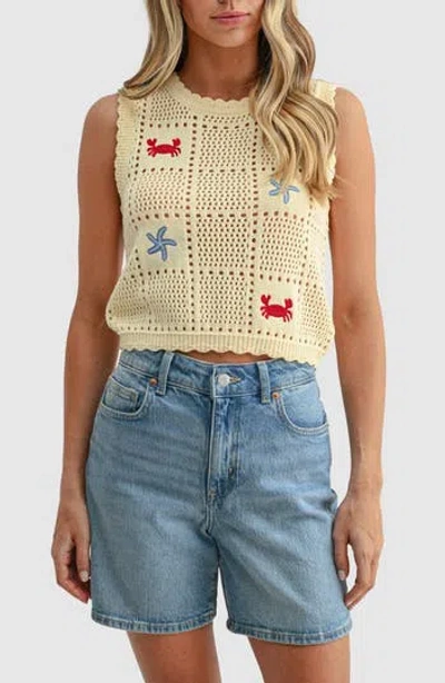 Lush Embroidered Knit Tank In Multi