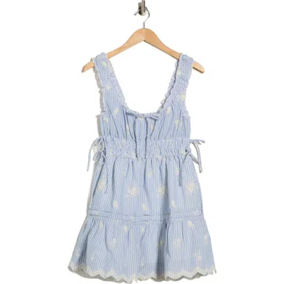 Lush Embroidered Stripe Fit & Flare Minidress In Neutral