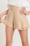 Lush Emilia Ruffle Shorts In Stone In White