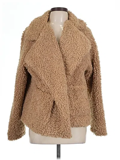 Pre-owned Lush Faux Fur Jacket In Tan