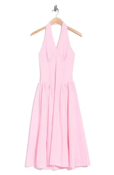 Lush Fit & Flare Halter Midi Dress In Pink