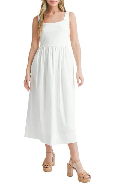 Lush Fit & Flare Midi Dress In Off White