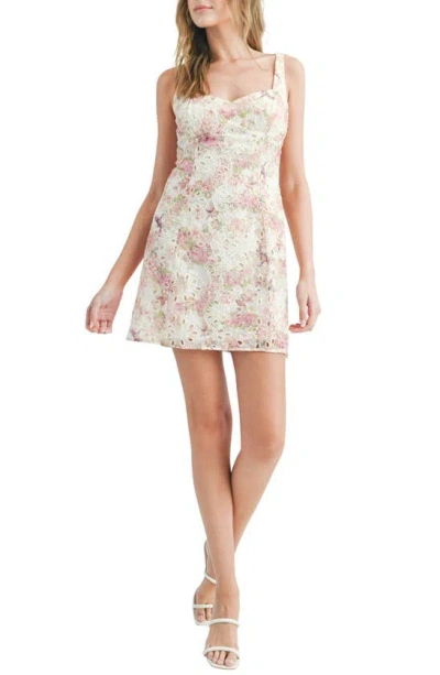 Lush Floral Eyelet Embroidered Minidress In Cream B