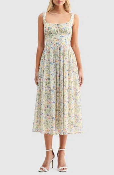 Lush Floral Fit & Flare Midi Sundress In Multi