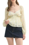 Lush Floral Lace Sweetheart Neck Top In Yellow Floral