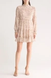 Lush Floral Long Sleeve Dress In B Blue Floral