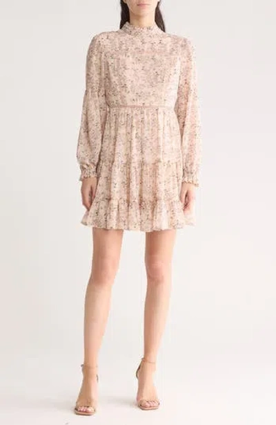 Lush Floral Long Sleeve Dress In B Blue Floral